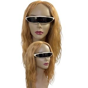 Futuristic Black and silver Visor Sunglasses